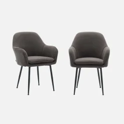 Set 2 poltrone in velluto a coste con gambe in metallo