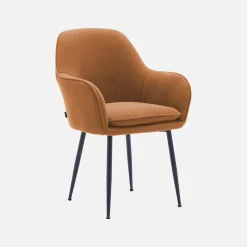 Set 4 poltrone in velluto a coste con gambe in metallo