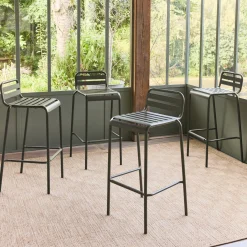 Set 4 sedie alte bistrot in acciaio