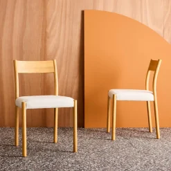 Set 2 sedie bohemien in legno di hevea e tessuto simple