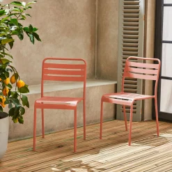 Set 2 sedie da giardino bistrot in acciaio