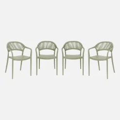 Set 4 sedie da giardino impilabili con effetto corda