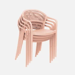 Set 4 sedie da giardino impilabili con effetto corda