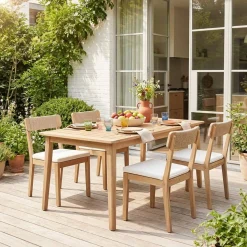 Set 4 sedie da giardino in acacia e corda