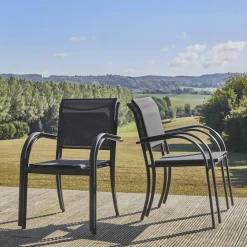Set 4 sedie da giardino in alluminio e textilene