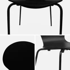 Set 4 sedie impilabili in legno di hevea con gambe in acciaio