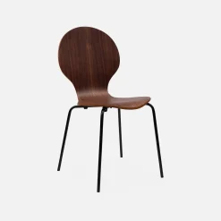 Set 4 sedie impilabili in legno di hevea con gambe in acciaio