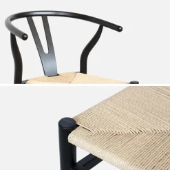 Set 2 sedie in legno con seduta in corda