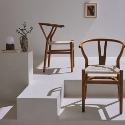 Set 2 sedie in legno con seduta in corda