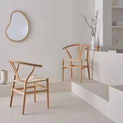 Set 2 sedie in legno con seduta in corda