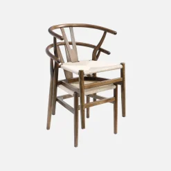 Set 2 sedie in legno con seduta in corda