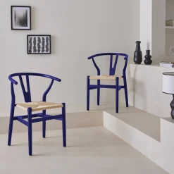 Set 2 sedie in legno con seduta in corda