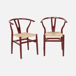 Set 2 sedie in legno con seduta in corda