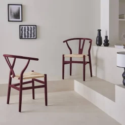 Set 2 sedie in legno con seduta in corda
