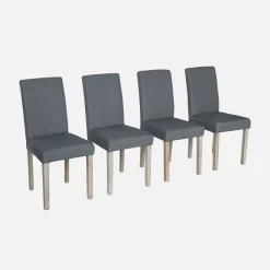 Set 4 sedie in tessuto con gambe in legno