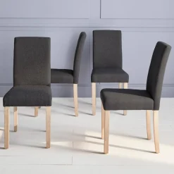 Set 4 sedie in tessuto con gambe in legno