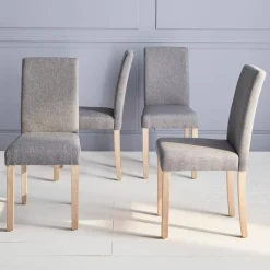 Set 4 sedie in tessuto con gambe in legno