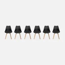 Set 6 sedie scandinave imbottite con gambe in legno