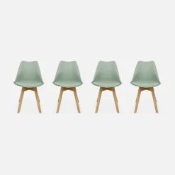 Set 4 sedie scandinave imbottite con gambe in legno