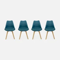 Set 4 sedie scandinave imbottite con gambe in legno
