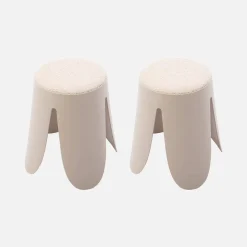 Set 2 sgabelli impilabili in bouclé