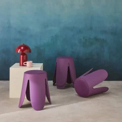 Set 4 sgabelli impilabili in ecopelle