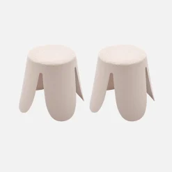 Set 2 sgabelli impilabili per bambini in bouclé testurizzato
