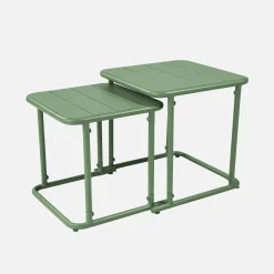 Set tavolini da esterno quadrati in acciaio