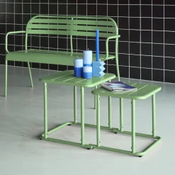 Set tavolini da esterno quadrati in acciaio
