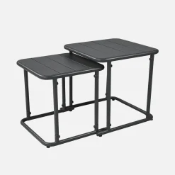 Set tavolini da esterno quadrati in acciaio
