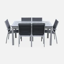 Set tavolo da giardino allungabile in alluminio con 6 sedie