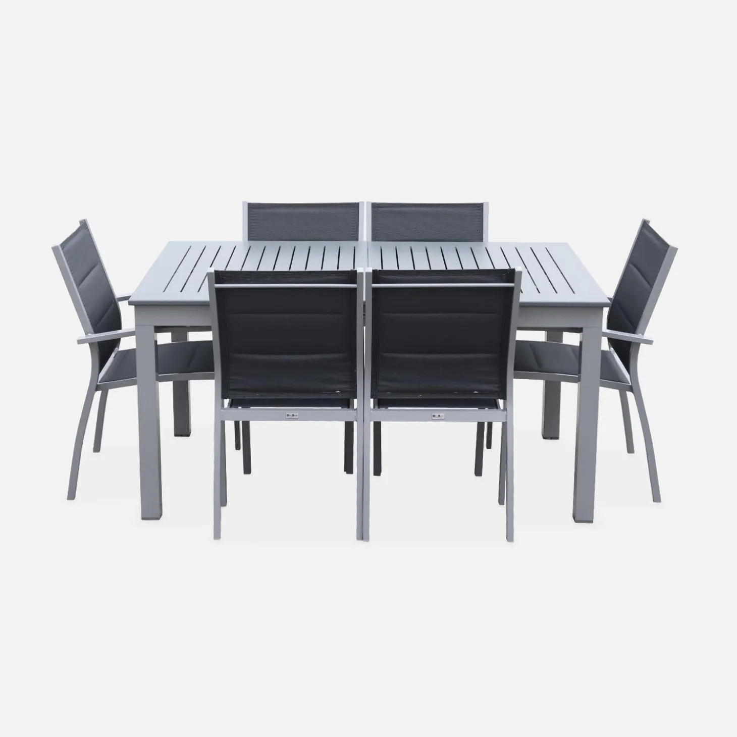 Set tavolo da giardino allungabile in alluminio con 6 sedie