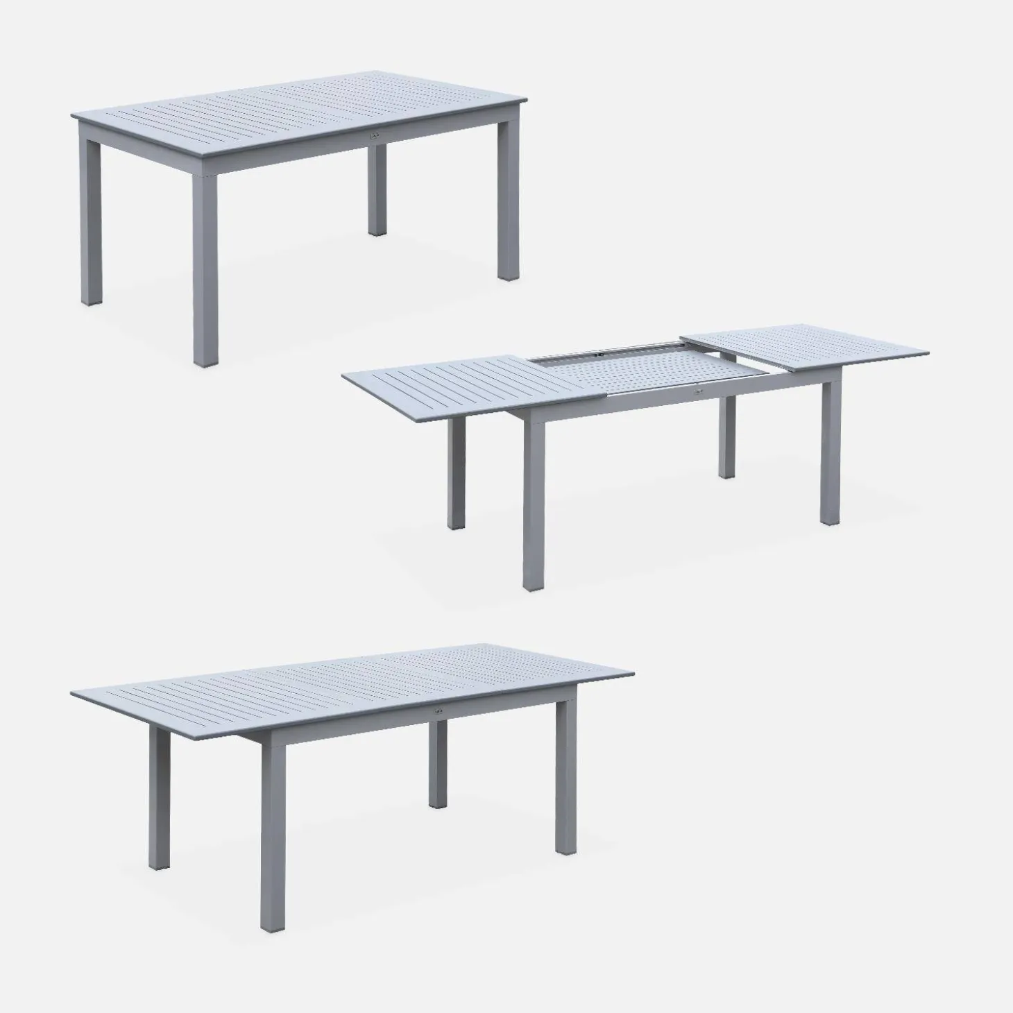 Set tavolo da giardino allungabile in alluminio con 6 sedie