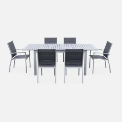 Set tavolo da giardino allungabile in alluminio con 6 sedie