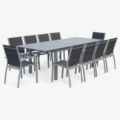 Set tavolo da giardino allungabile in alluminio con 8 sedie
