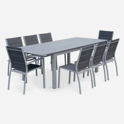 Set tavolo da giardino allungabile in alluminio con 8 sedie