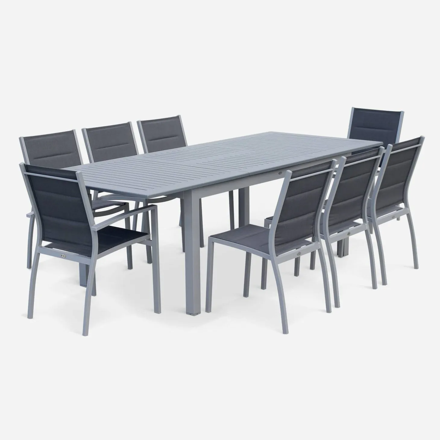 Set tavolo da giardino allungabile in alluminio con 8 sedie