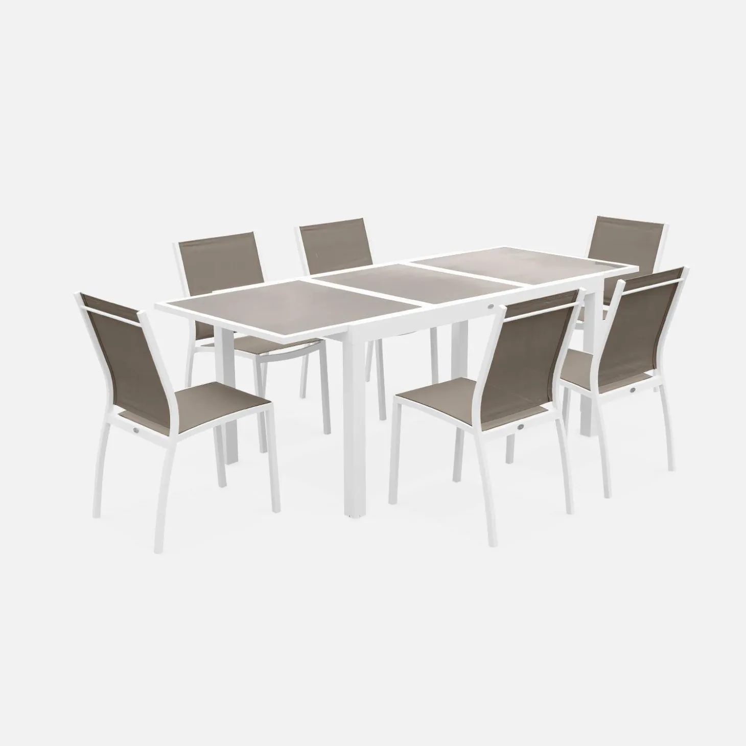 Set tavolo da giardino allungabile in alluminio con 6 sedie