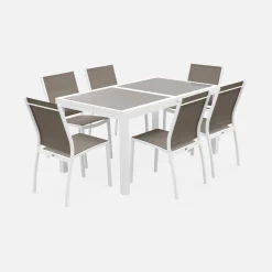 Set tavolo da giardino allungabile in alluminio con 6 sedie
