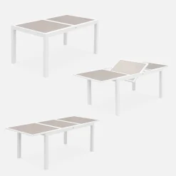 Set tavolo da giardino allungabile in alluminio con 6 sedie