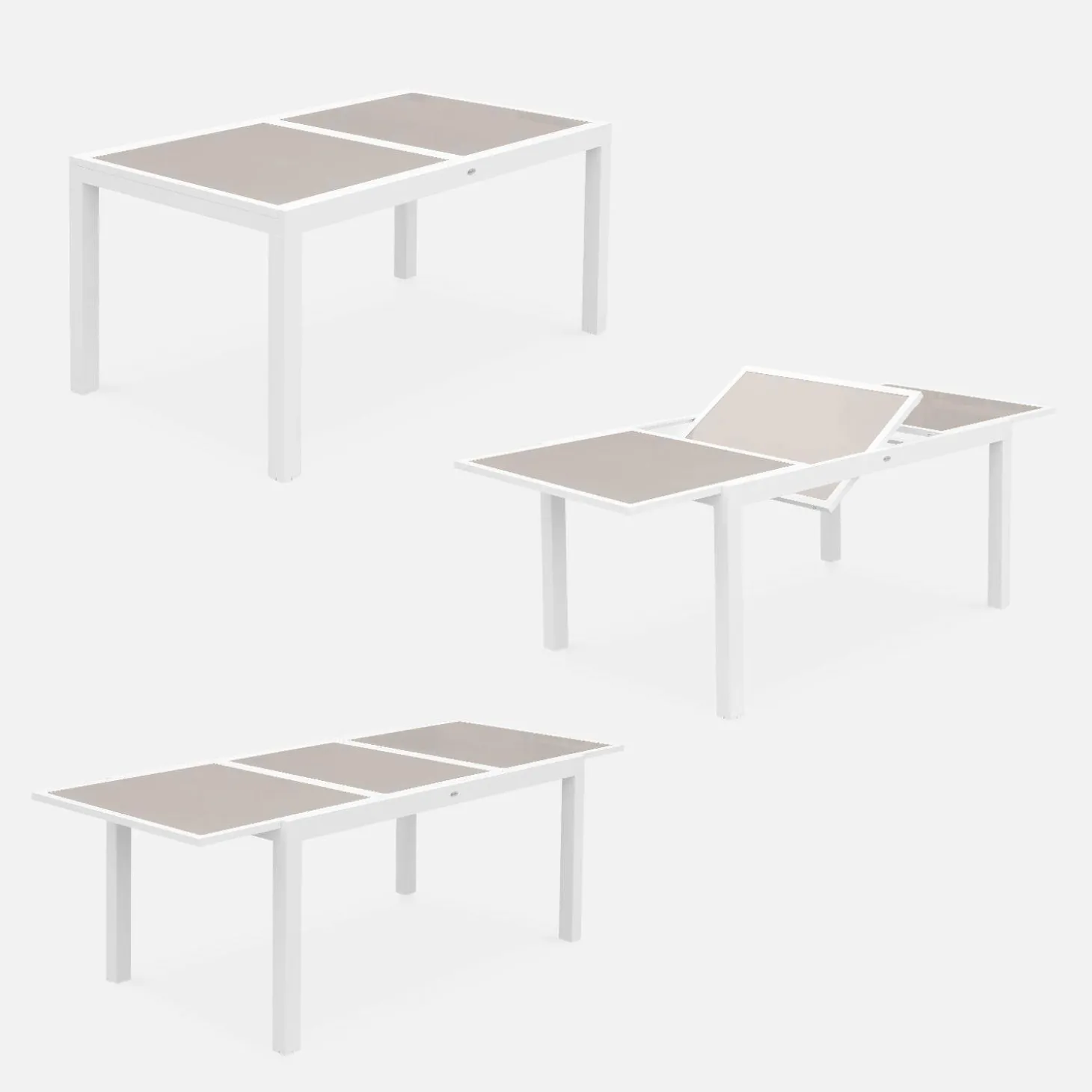 Set tavolo da giardino allungabile in alluminio con 6 sedie