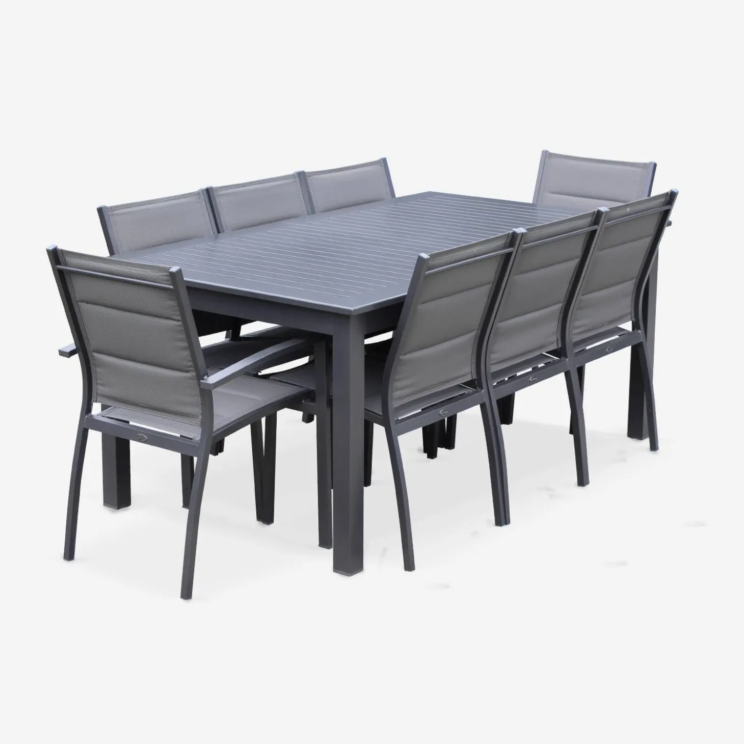 Set tavolo da giardino allungabile in alluminio con 8 sedie