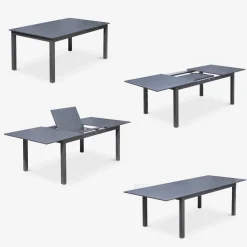 Set tavolo da giardino allungabile in alluminio con 8 sedie