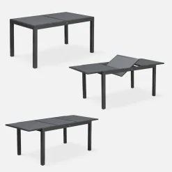 Set tavolo da giardino allungabile in alluminio con 6 sedie
