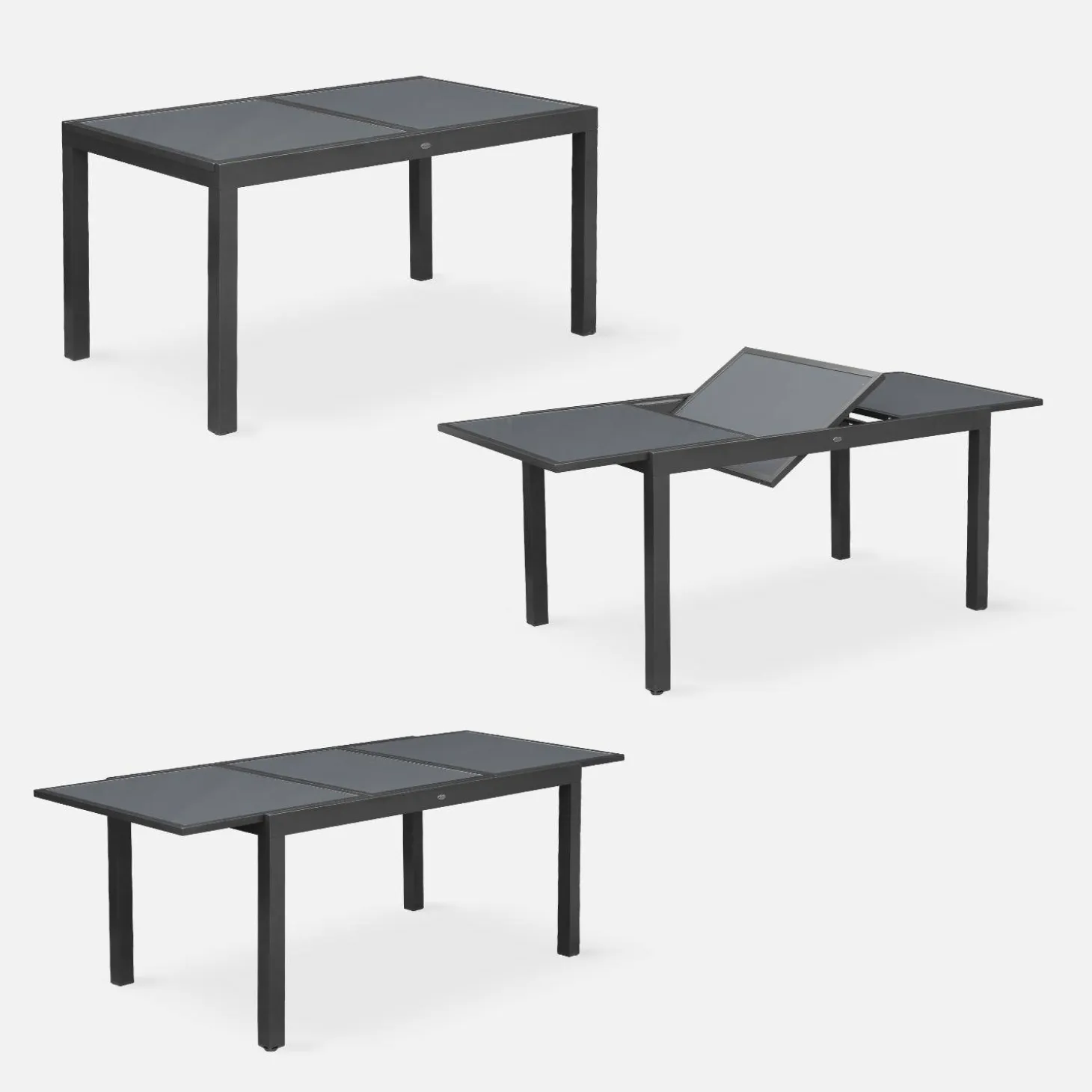 Set tavolo da giardino allungabile in alluminio con 6 sedie
