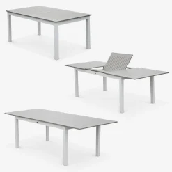 Set tavolo da giardino allungabile in alluminio con 8 sedie