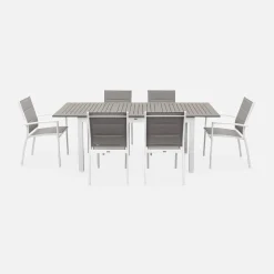 Set tavolo da giardino allungabile in alluminio con 6 sedie