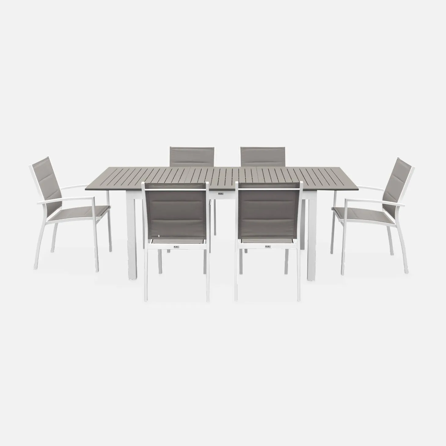 Set tavolo da giardino allungabile in alluminio con 6 sedie