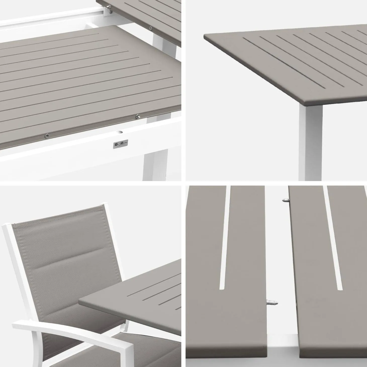 Set tavolo da giardino allungabile in alluminio con 6 sedie
