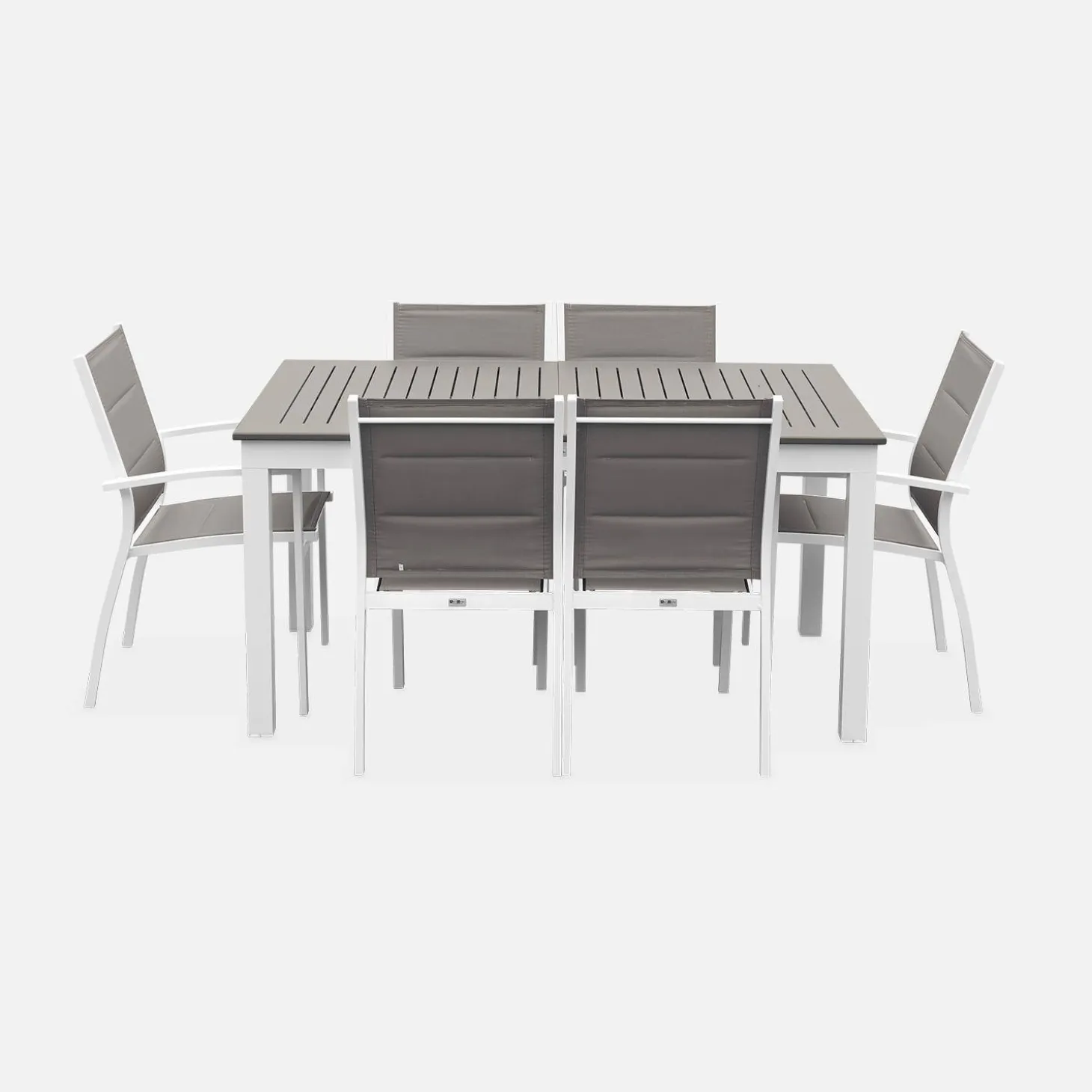 Set tavolo da giardino allungabile in alluminio con 6 sedie